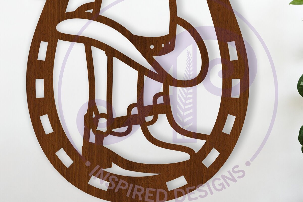 Intra απο ξύλο plywood  Χρώμα wenge 3mm-4mm πάχος - Επιγραφή τοίχου με καπέλο και μπότες καουμπόη, Δίασταση 40x50 cm INTRAFABR-124432917