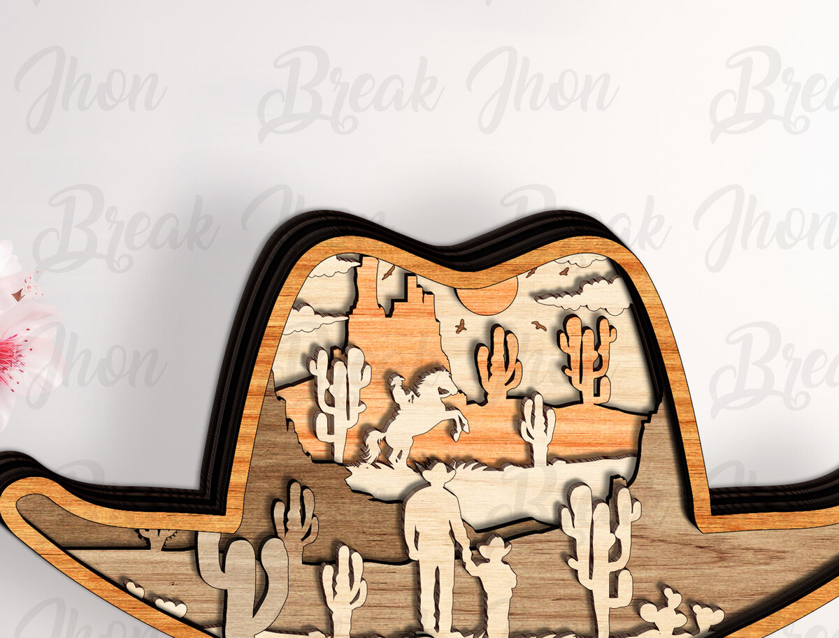 Intra απο ξύλο plywood  Χρώμα wenge 3mm-4mm πάχος - Αποκοπή υ με στρώσεις καπέλο καουμπόη Δίασταση 20x20 cm INTRAFABR-69120866