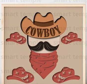 Intra απο ξύλο plywood  Χρώμα wenge 3mm-4mm πάχος - Cowboy Hat Papercutting , Cowboy Hat Δίασταση 30x20 cm INTRAFABR-64954883 - Image 1