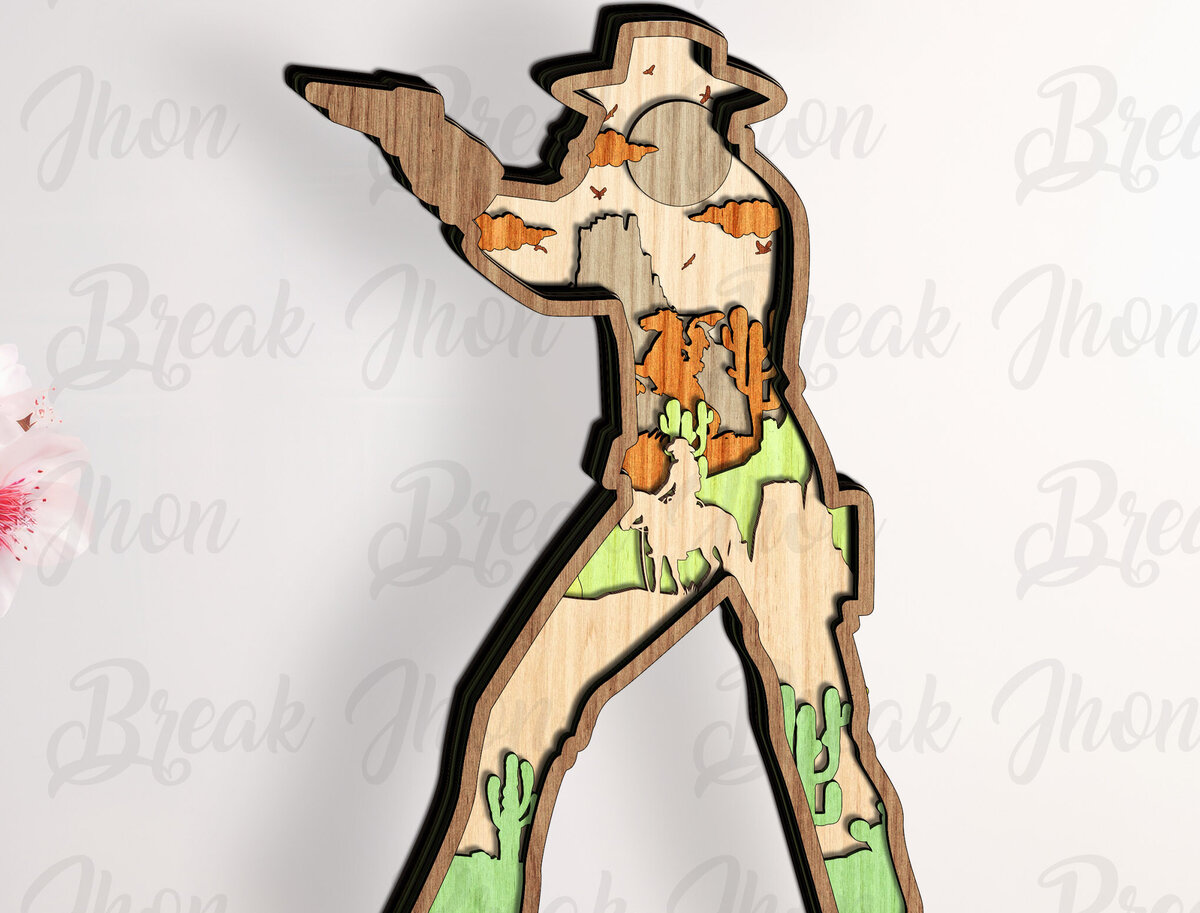 Intra απο ξύλο plywood  Χρώμα wenge 3mm-4mm πάχος - Cowboy Layer Art Piece για το Glowforge Δίασταση 20x20 cm INTRAFABR-124747905