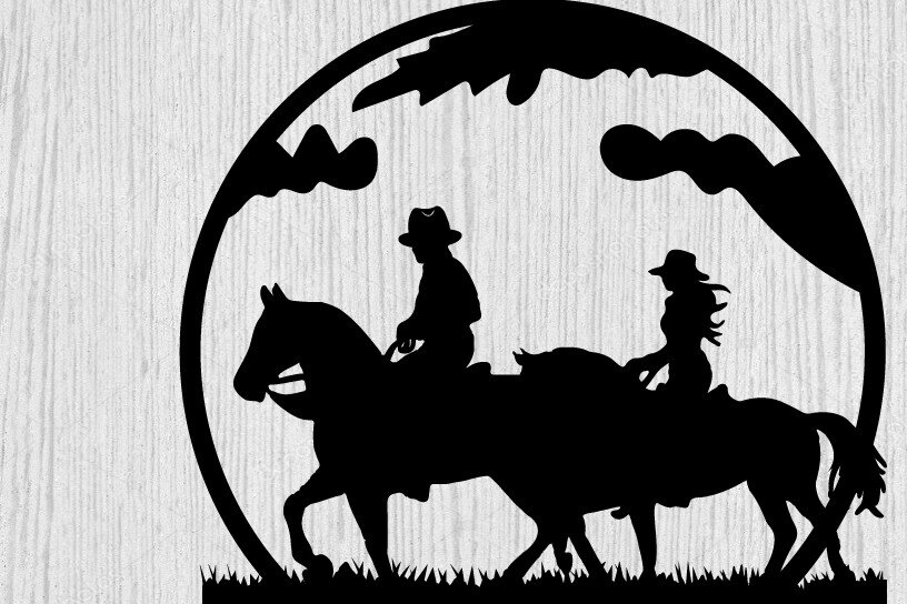 Intra απο ξύλο plywood  Χρώμα wenge 3mm-4mm πάχος - Σιλουέτες αρχείων λέιζερ Cowboy Metal Art Δίασταση 40x50 cm INTRAFABR-118945210