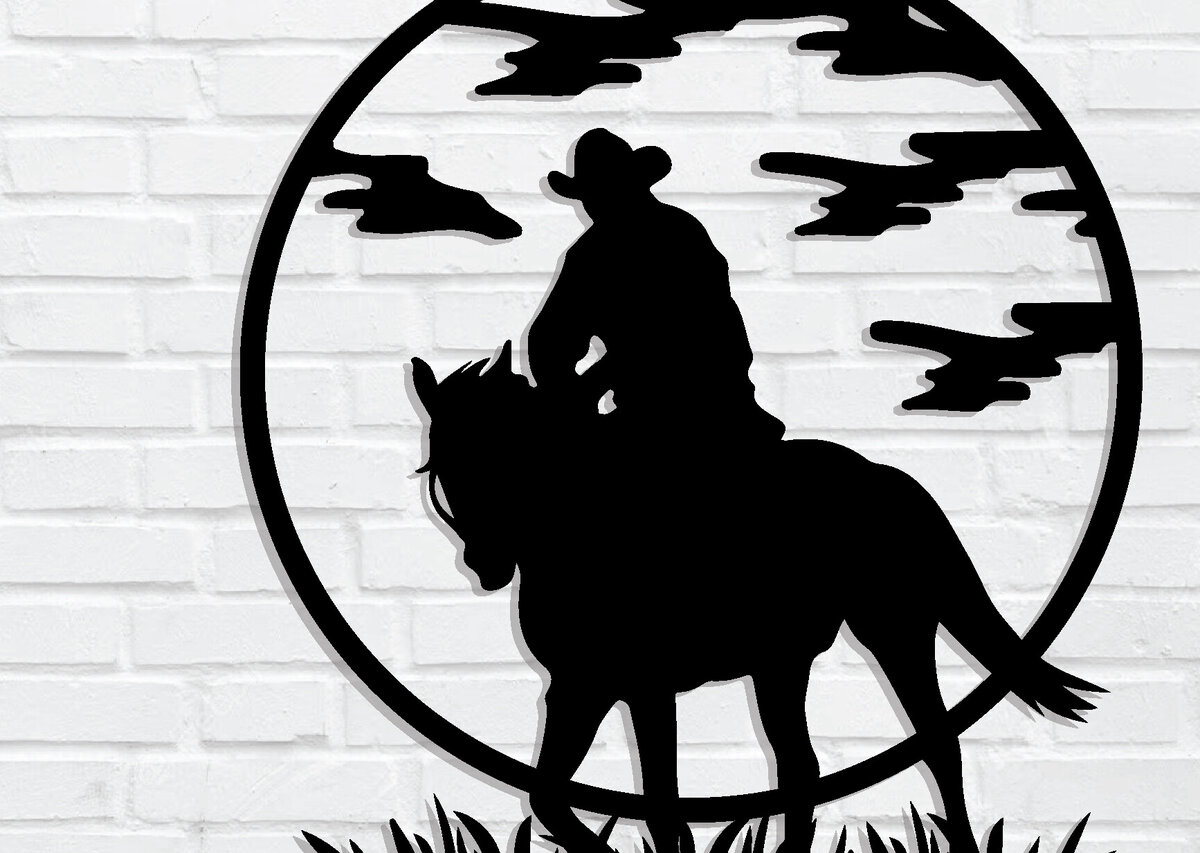 Intra απο ξύλο plywood  Χρώμα wenge 3mm-4mm πάχος - με λέιζερ Cowboy Metal Wall Art Δίασταση 40x50 cm INTRAFABR-53945602