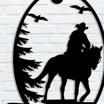 Intra απο ξύλο plywood  Χρώμα wenge 3mm-4mm πάχος - με λέιζερ Cowboy Metal Wall Art Δίασταση 40x50 cm INTRAFABR-64504806 - Image 1