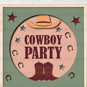 Intra απο ξύλο plywood Χρώμα wenge 3mm-4mm πάχος - Cowboy Party Papercutting Δίασταση 20x20 cm INTRAFABR-124433646