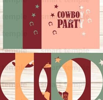 Intra απο ξύλο plywood  Χρώμα wenge 3mm-4mm πάχος - Cowboy Party Papercutting Δίασταση 20x20 cm INTRAFABR-124433646 - Image 3