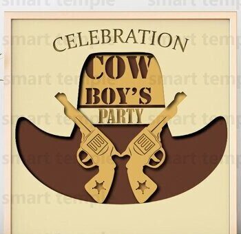 Intra απο ξύλο plywood  Χρώμα wenge 3mm-4mm πάχος - Cowboy Party Εκτυπώσιμο, Cowboy Party3d Δίασταση 20x20 cm INTRAFABR-98641410 - Image 1