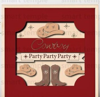 Intra απο ξύλο plywood Χρώμα wenge 3mm-4mm πάχος - Cowboy Party3d Light Box, Cowboy Party Δίασταση 20x20 cm INTRAFABR-98641465 - Image 1