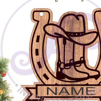 Intra απο ξύλο plywood Χρώμα wenge 3mm-4mm πάχος - Χριστουγεννιάτικο στολίδι Cowboy Rodeo Δίασταση 6x6 cm INTRAFABR-98641493 - Image 1