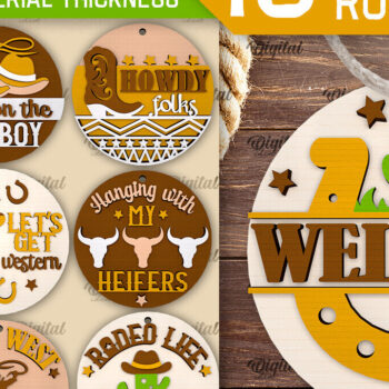 Intra απο ξύλο plywood  Χρώμα wenge 3mm-4mm πάχος - Πακέτο κοπής λέιζερ στρογγυλών πινακίδων Cowboy Δίασταση 30x20 cm INTRAFABR-65454785 - Image 1