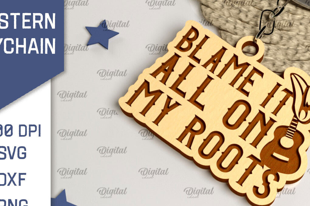 Intra απο ξύλο plywood  Χρώμα wenge 3mm-4mm πάχος - Cowboy Western Keychain Δίασταση 4x4 cm INTRAFABR-123360258