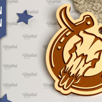 Intra απο ξύλο plywood Χρώμα wenge 3mm-4mm πάχος - Cowboy Western Keychain Δίασταση 4x4 cm INTRAFABR-123360273 - Image 1