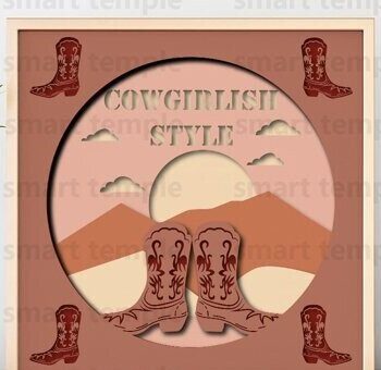 Intra απο ξύλο plywood Χρώμα wenge 3mm-4mm πάχος - Cowgirl 3d Light Box, Cowgirl Layered Δίασταση 30x20 cm INTRAFABR-123360280 - Image 1