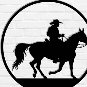 Intra απο ξύλο plywood  Χρώμα wenge 3mm-4mm πάχος - Cowgirl Horse Metal Sign, DXF Δίασταση 40x50 cm INTRAFABR-123360289
