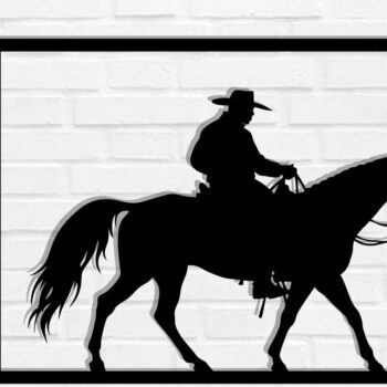Intra απο ξύλο plywood Χρώμα wenge 3mm-4mm πάχος - Cowgirl Horse Metal Sign, DXF Δίασταση 40x50 cm INTRAFABR-123041772 - Image 1