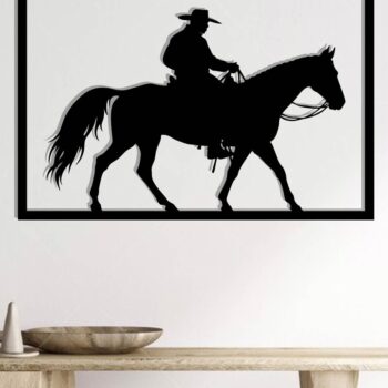 Intra απο ξύλο plywood Χρώμα wenge 3mm-4mm πάχος - Cowgirl Horse Metal Sign, DXF Δίασταση 40x50 cm INTRAFABR-123041772 - Image 2