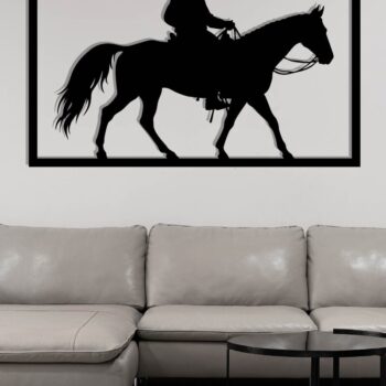 Intra απο ξύλο plywood Χρώμα wenge 3mm-4mm πάχος - Cowgirl Horse Metal Sign, DXF Δίασταση 40x50 cm INTRAFABR-123041772 - Image 3