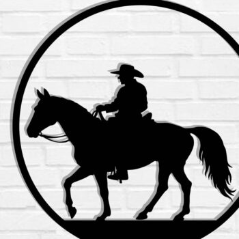 Intra απο ξύλο plywood  Χρώμα wenge 3mm-4mm πάχος - Cowgirl Horse Metal Sign, DXF Δίασταση 40x50 cm INTRAFABR-123041774 - Image 1