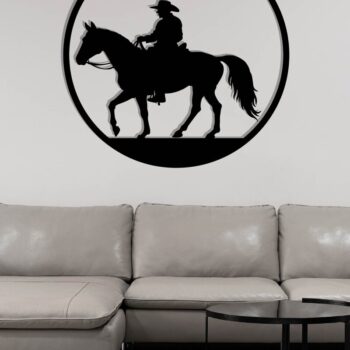 Intra απο ξύλο plywood  Χρώμα wenge 3mm-4mm πάχος - Cowgirl Horse Metal Sign, DXF Δίασταση 40x50 cm INTRAFABR-123041774 - Image 3