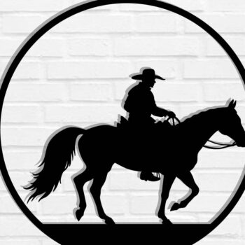 Intra απο ξύλο plywood Χρώμα wenge 3mm-4mm πάχος - Cowgirl Horse Metal Sign, DXF Δίασταση 40x50 cm INTRAFABR-123041779 - Image 1