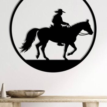 Intra απο ξύλο plywood Χρώμα wenge 3mm-4mm πάχος - Cowgirl Horse Metal Sign, DXF Δίασταση 40x50 cm INTRAFABR-123041779 - Image 2