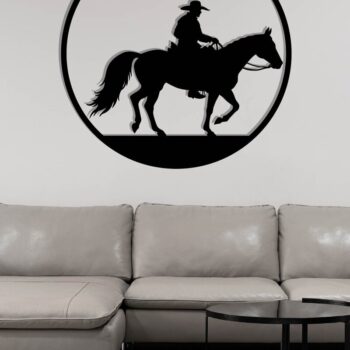Intra απο ξύλο plywood Χρώμα wenge 3mm-4mm πάχος - Cowgirl Horse Metal Sign, DXF Δίασταση 40x50 cm INTRAFABR-123041779 - Image 3