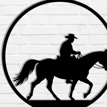 Intra απο ξύλο plywood  Χρώμα wenge 3mm-4mm πάχος - Cowgirl Horse Metal Sign, DXF Δίασταση 40x50 cm INTRAFABR-123041807 - Image 1