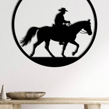 Intra απο ξύλο plywood  Χρώμα wenge 3mm-4mm πάχος - Cowgirl Horse Metal Sign, DXF Δίασταση 40x50 cm INTRAFABR-123041807 - Image 2
