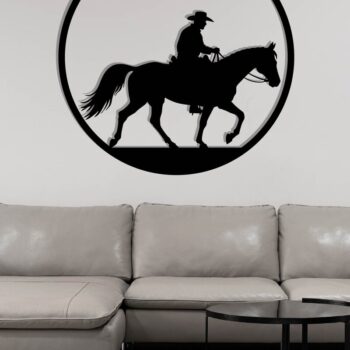Intra απο ξύλο plywood  Χρώμα wenge 3mm-4mm πάχος - Cowgirl Horse Metal Sign, DXF Δίασταση 40x50 cm INTRAFABR-123041807 - Image 3