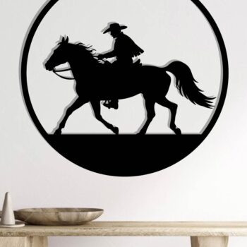 Intra απο ξύλο plywood  Χρώμα wenge 3mm-4mm πάχος - Cowgirl Horse Metal Sign, DXF Δίασταση 40x50 cm INTRAFABR-123041811 - Image 2