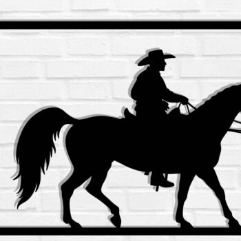 Intra απο ξύλο plywood  Χρώμα wenge 3mm-4mm πάχος - Cowgirl Horse Metal Sign, DXF Δίασταση 40x50 cm INTRAFABR-123041816 - Image 1