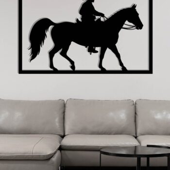 Intra απο ξύλο plywood  Χρώμα wenge 3mm-4mm πάχος - Cowgirl Horse Metal Sign, DXF Δίασταση 40x50 cm INTRAFABR-123041816 - Image 3