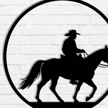 Intra απο ξύλο plywood  Χρώμα wenge 3mm-4mm πάχος - Cowgirl Horse Metal Sign, DXF Δίασταση 40x50 cm INTRAFABR-123041823 - Image 1