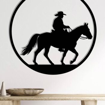 Intra απο ξύλο plywood  Χρώμα wenge 3mm-4mm πάχος - Cowgirl Horse Metal Sign, DXF Δίασταση 40x50 cm INTRAFABR-123041823 - Image 2