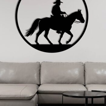 Intra απο ξύλο plywood  Χρώμα wenge 3mm-4mm πάχος - Cowgirl Horse Metal Sign, DXF Δίασταση 40x50 cm INTRAFABR-123041823 - Image 3