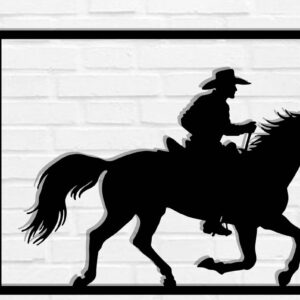 Intra απο ξύλο plywood  Χρώμα wenge 3mm-4mm πάχος - Cowgirl Horse Metal Sign, DXF Δίασταση 40x50 cm INTRAFABR-123041768