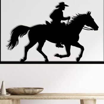 Intra απο ξύλο plywood Χρώμα wenge 3mm-4mm πάχος - Cowgirl Horse Metal Sign, DXF Δίασταση 40x50 cm INTRAFABR-123041768 - Image 2