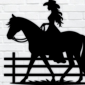 Intra απο ξύλο plywood Χρώμα wenge 3mm-4mm πάχος - Cowgirl Horse Metal Sign, DXF Δίασταση 40x50 cm INTRAFABR-85391546 - Image 1