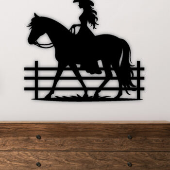 Intra απο ξύλο plywood Χρώμα wenge 3mm-4mm πάχος - Cowgirl Horse Metal Sign, DXF Δίασταση 40x50 cm INTRAFABR-85391546 - Image 3