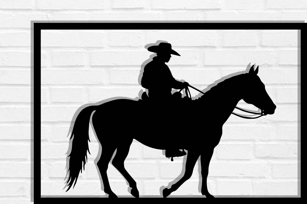 Intra απο ξύλο plywood  Χρώμα wenge 3mm-4mm πάχος - Cowgirl Horse Metal Sign, DXF Δίασταση 40x50 cm INTRAFABR-85391824