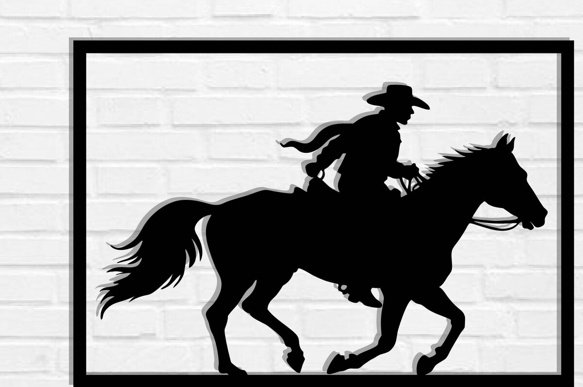 Intra απο ξύλο plywood  Χρώμα wenge 3mm-4mm πάχος - Cowgirl Horse Metal Sign, DXF Δίασταση 40x50 cm INTRAFABR-85391908