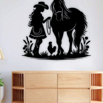 Intra απο ξύλο plywood Χρώμα wenge 3mm-4mm πάχος - Cowgirl Horse Metal Sign, DXF Δίασταση 40x50 cm INTRAFABR-85391987 - Image 2