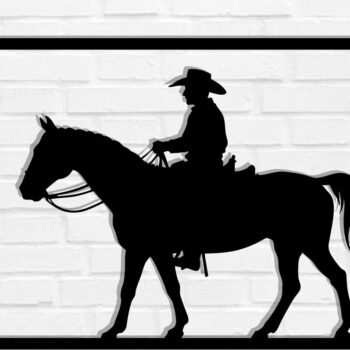 Intra απο ξύλο plywood  Χρώμα wenge 3mm-4mm πάχος - Cowgirl Horse Metal Art Wall Art Δίασταση 40x50 cm INTRAFABR-85392033 - Image 1
