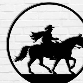 Intra απο ξύλο plywood  Χρώμα wenge 3mm-4mm πάχος - Cowgirl Horse Metal Art Wall Art Δίασταση 40x50 cm INTRAFABR-85476484 - Image 1