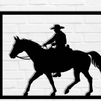 Intra απο ξύλο plywood Χρώμα wenge 3mm-4mm πάχος - Cowgirl Horse Metal Art Wall Art Δίασταση 40x50 cm INTRAFABR-85476530 - Image 1