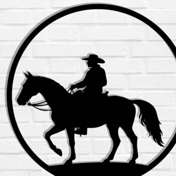 Intra απο ξύλο plywood  Χρώμα wenge 3mm-4mm πάχος - Cowgirl Horse Metal Art Wall Art Δίασταση 40x50 cm INTRAFABR-85476581 - Image 1