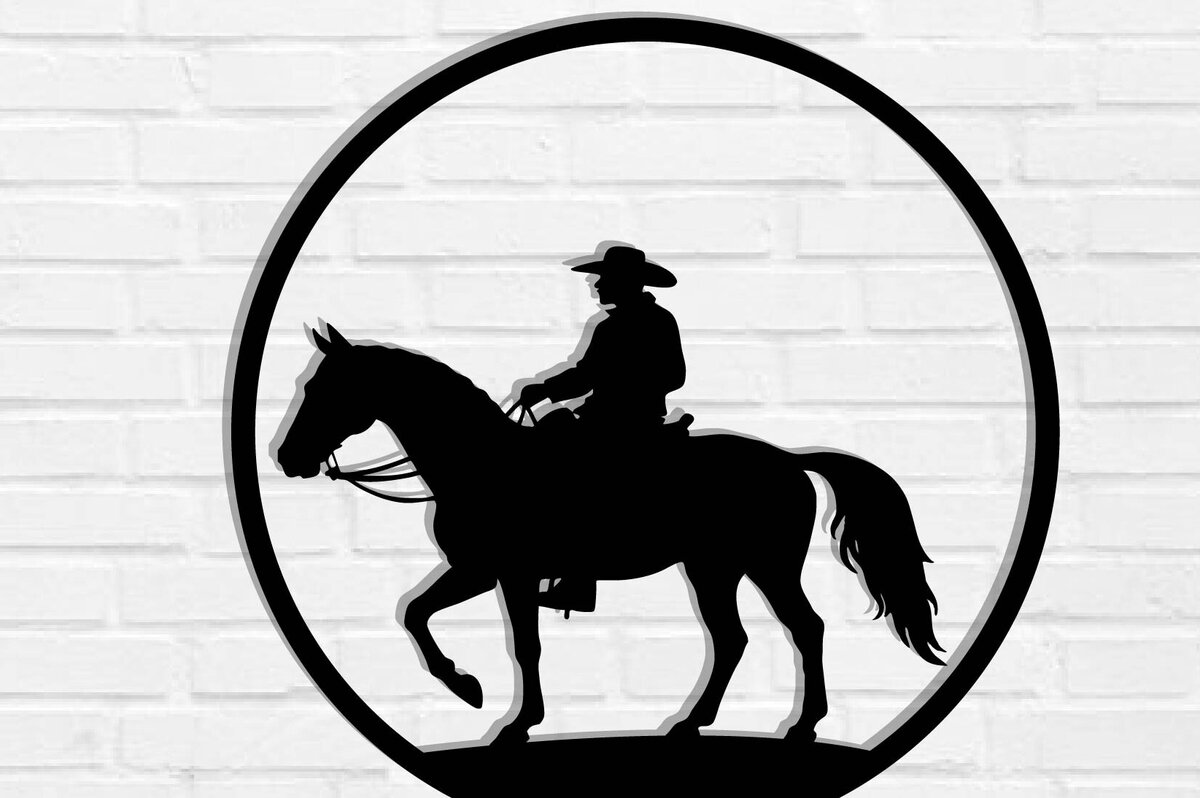 Intra απο ξύλο plywood  Χρώμα wenge 3mm-4mm πάχος - Cowgirl Horse Metal Art Wall Art Δίασταση 40x50 cm INTRAFABR-85476581