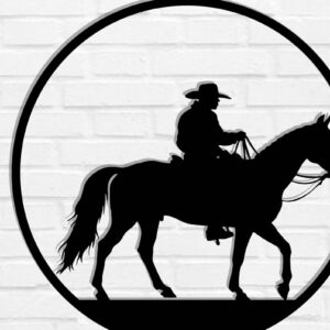 Intra απο ξύλο plywood  Χρώμα wenge 3mm-4mm πάχος - Cowgirl Horse Metal Art Wall Art Δίασταση 40x50 cm INTRAFABR-85476606