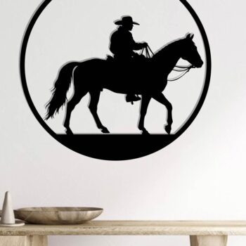 Intra απο ξύλο plywood Χρώμα wenge 3mm-4mm πάχος - Cowgirl Horse Metal Art Wall Art Δίασταση 40x50 cm INTRAFABR-85476606 - Image 2