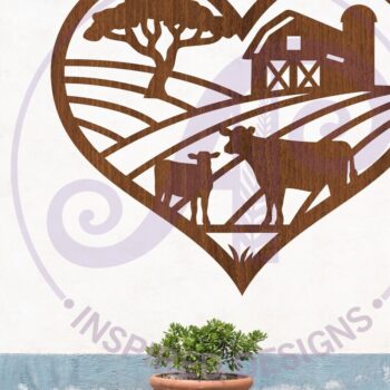 Intra απο ξύλο plywood  Χρώμα wenge 3mm-4mm πάχος - Επιτοίχια επιγραφή Cows Farm Heart, . Δίασταση 20x20 cm INTRAFABR-99708829 - Image 1