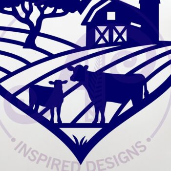 Intra απο ξύλο plywood  Χρώμα wenge 3mm-4mm πάχος - Επιτοίχια επιγραφή Cows Farm Heart, . Δίασταση 20x20 cm INTRAFABR-99708829 - Image 2